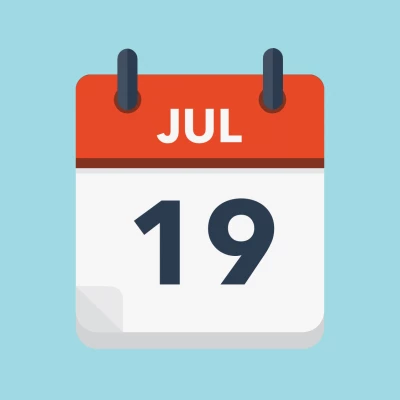 Calendar icon showing 19th July